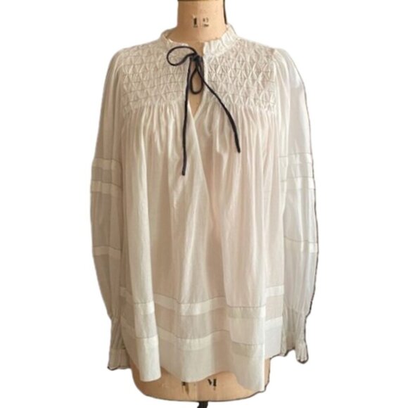 Anthropologie Tops - Anthropologie Long-Sleeve Airy frilly Babydoll Peasant Pirate Tunic Blouse top
